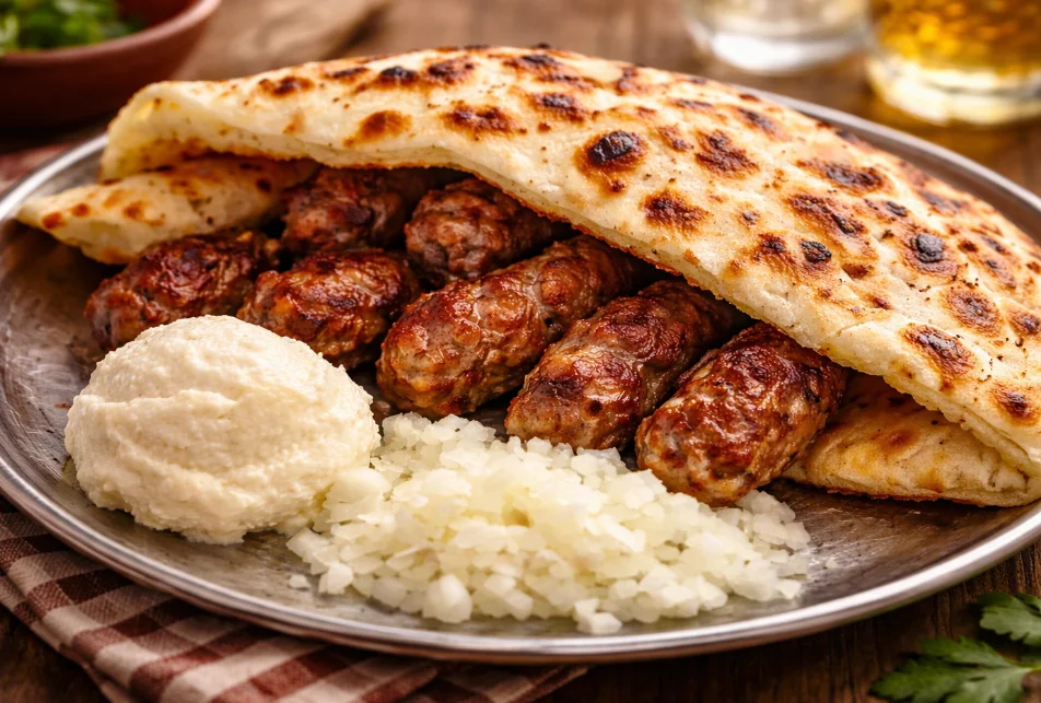 Baked Ćevapi with Peppers and Kaymak