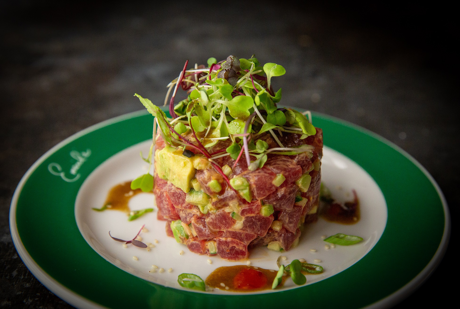 Rump Steak Tagliata on Creamy Potato Purée with Black Truffles and Chimichurri Sauce
