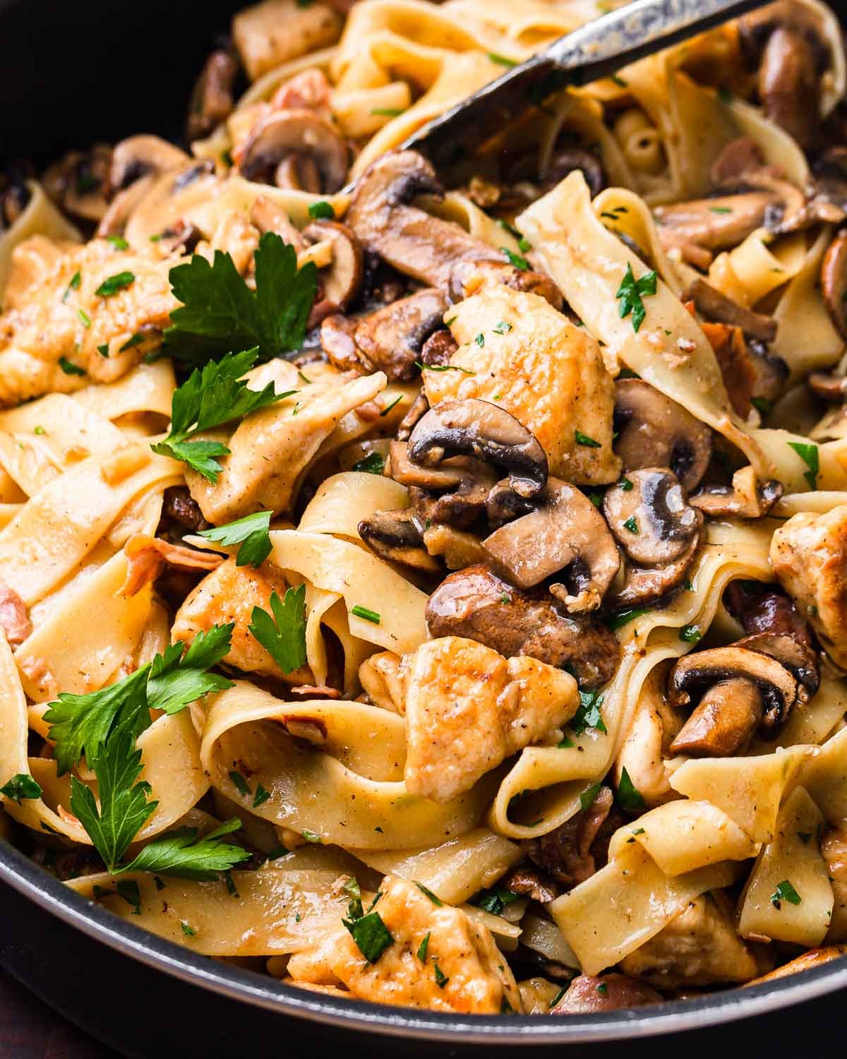 Tagliatelle with Wild Forest Mushrooms and Chicken