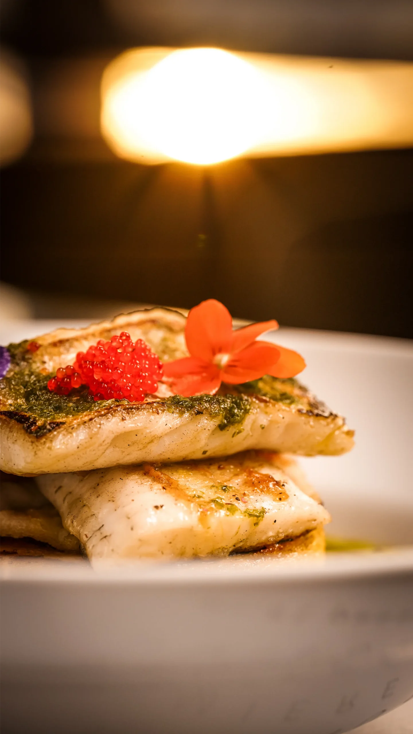 Pike-Perch on Pea Purée with Grilled Polenta