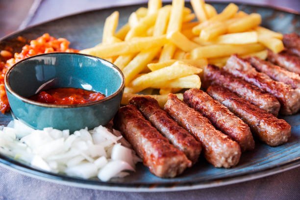 Grilled Ćevapi with French Fries