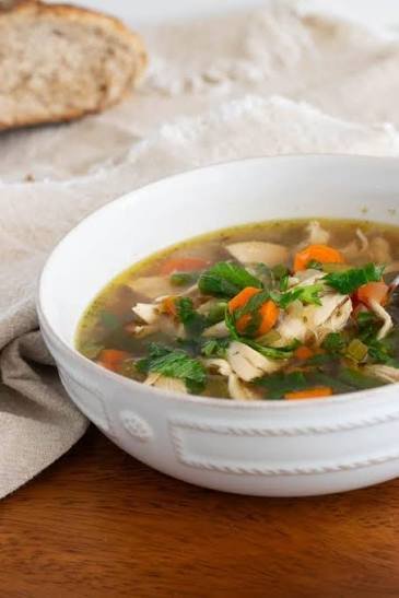 Chicken soup with vegetables and meat