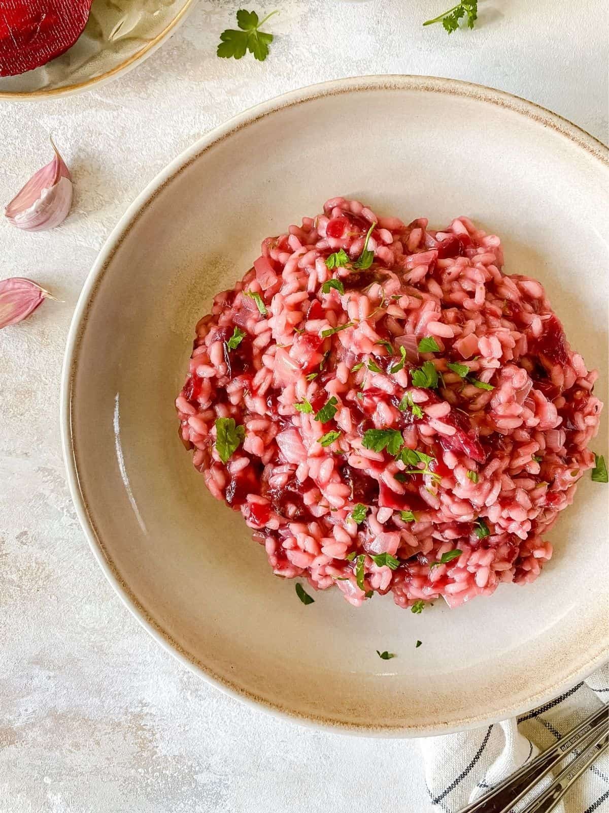 Risotto with gorgonzola and beetroot