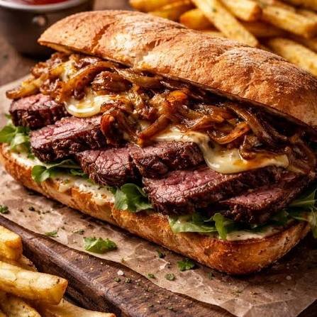 Philly cheese-steak sandwich