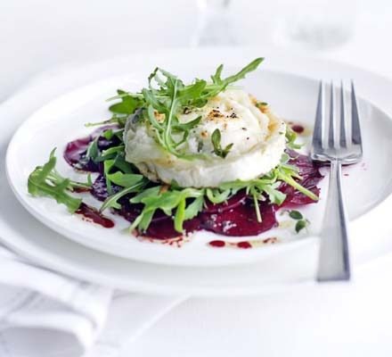 Beet carpaccio with goat cheese
